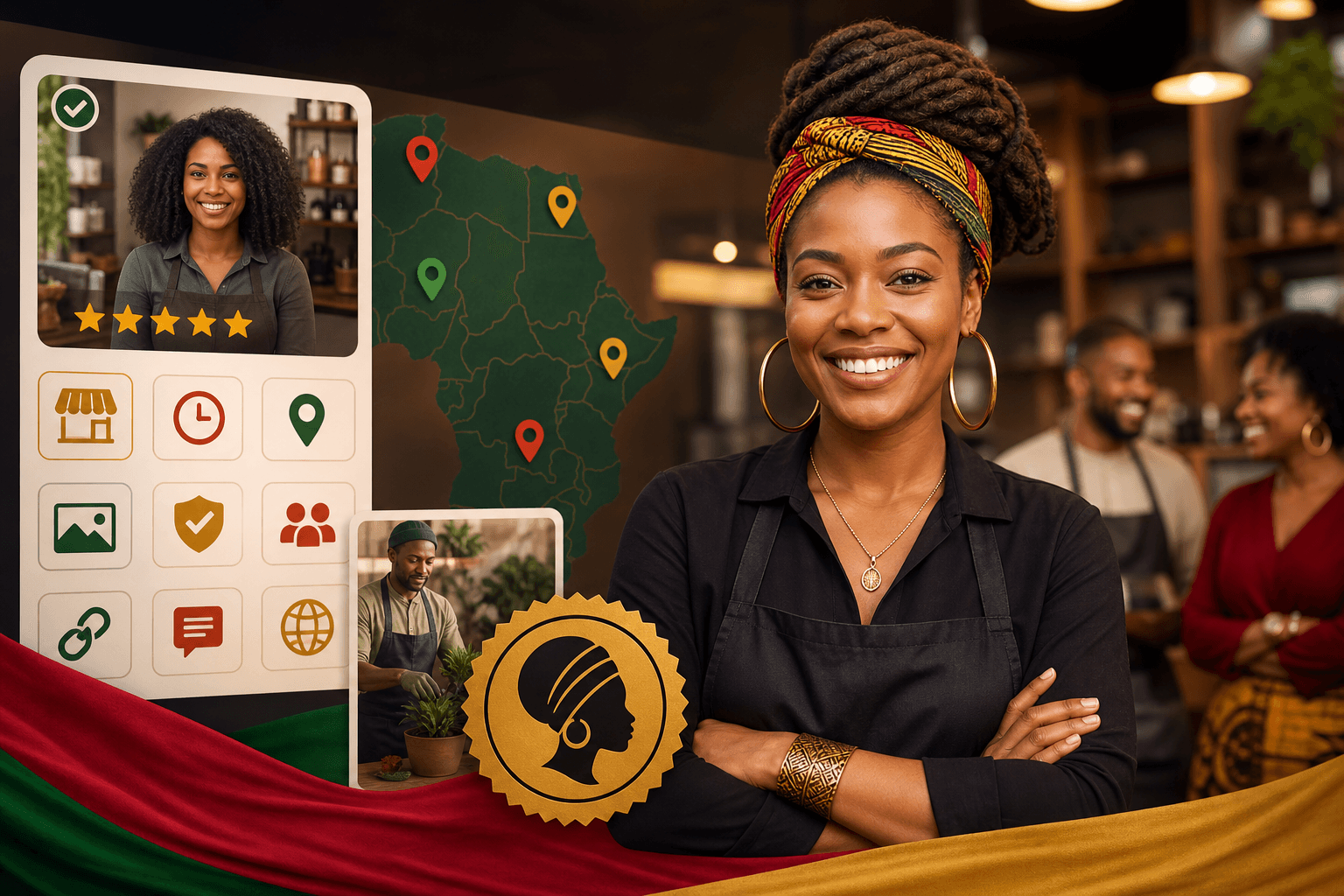 Checklist showing 9 essential elements for a trustworthy Black-owned business directory listing