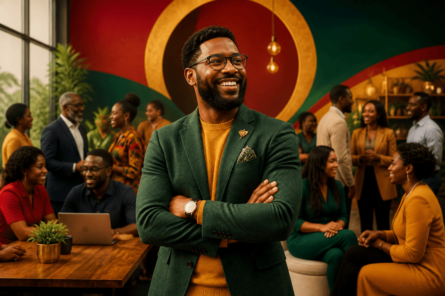 Black business owners reviewing community leaderboard rankings on digital dashboard for B2B partnership opportunities