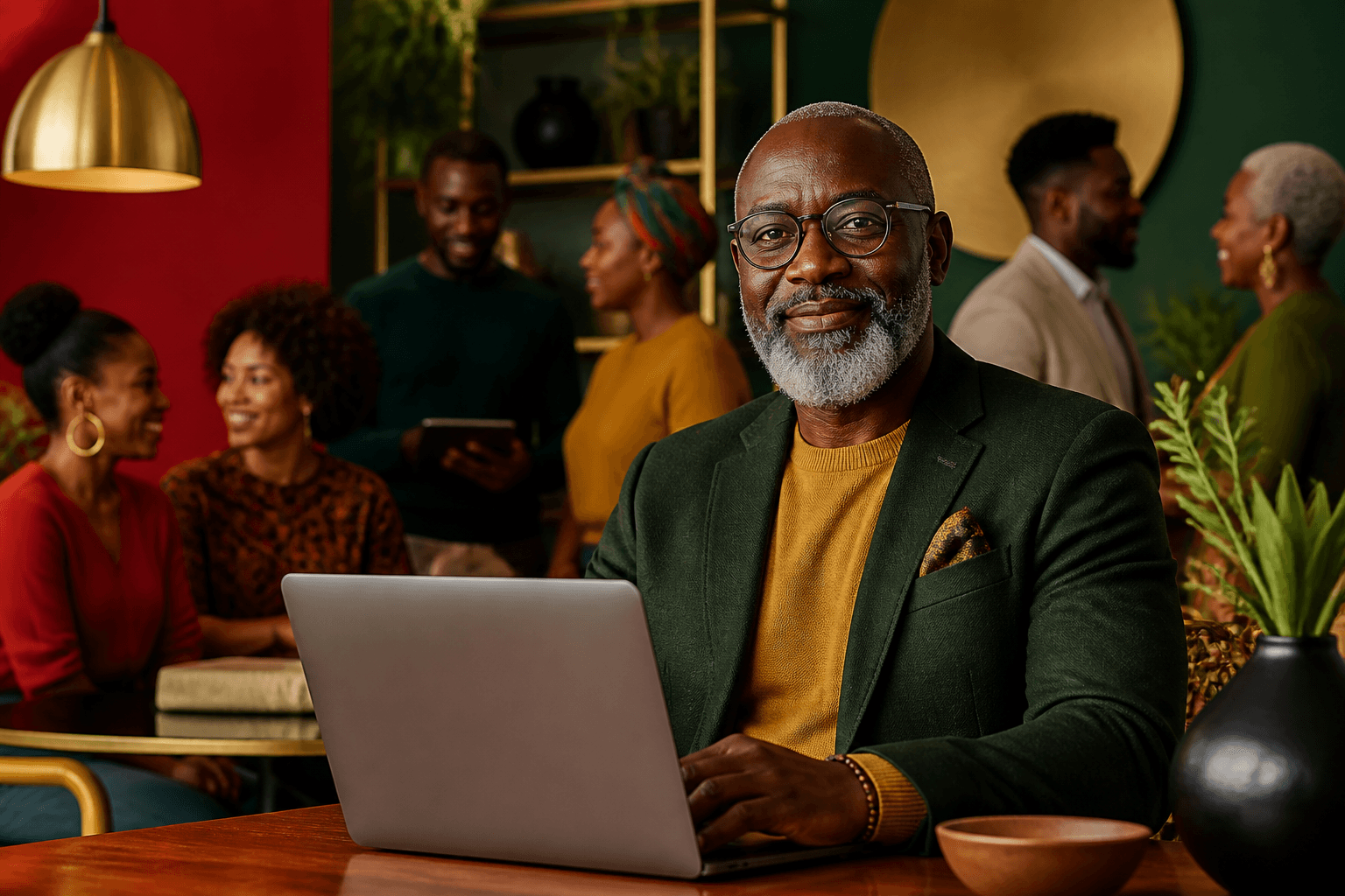 Black business owner reviewing and updating their verified directory listing on a laptop