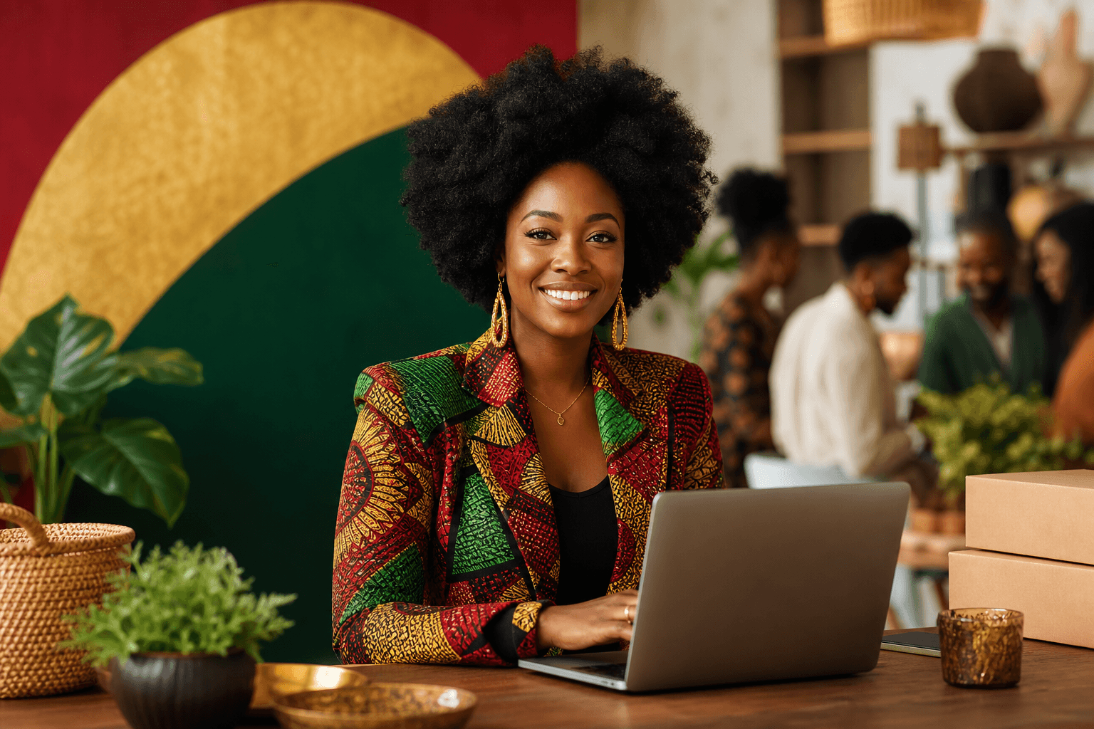Black business owner using laptop to list their company in an online directory