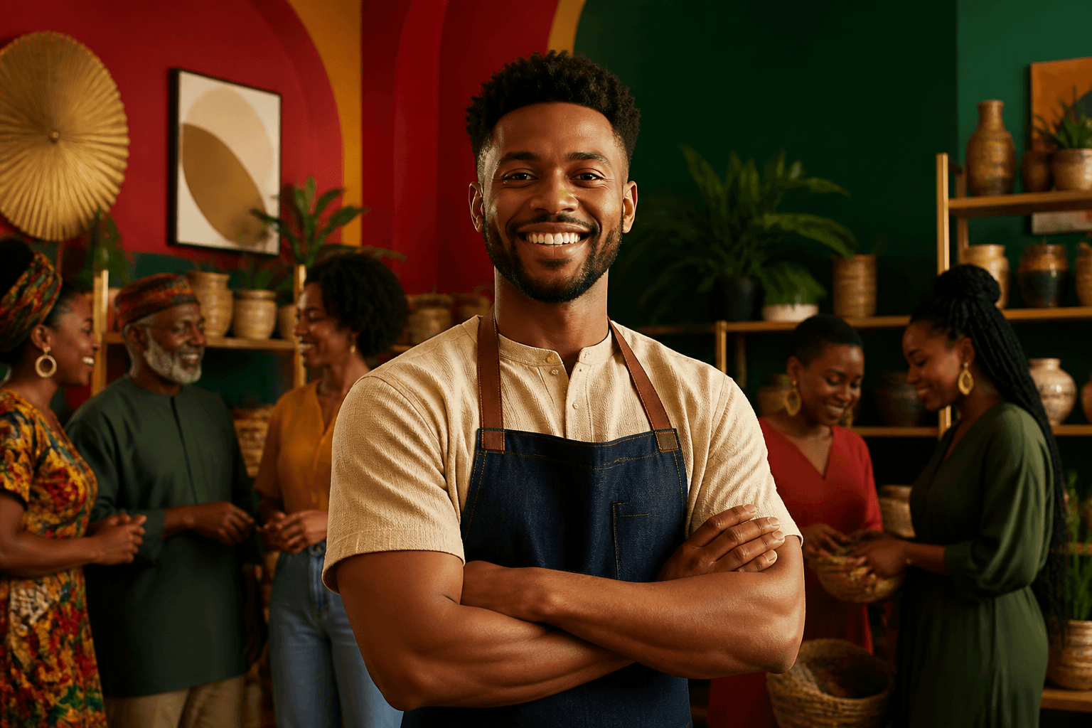 Black business owner reviewing listing information on laptop screen