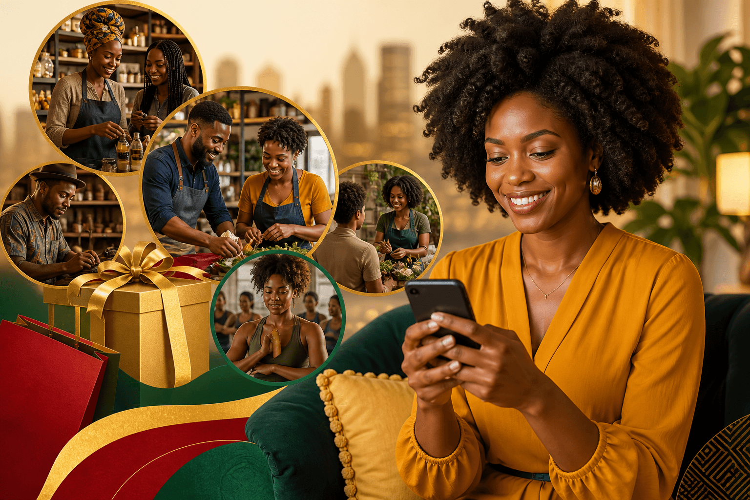 Black business owner reviewing promotional strategy on laptop with customer engagement metrics dashboard displayed