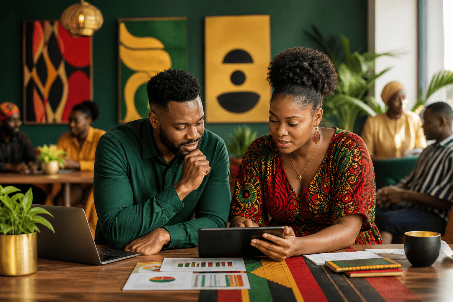 Dashboard showing referral analytics charts with 90-day revenue growth metrics for Black-owned business