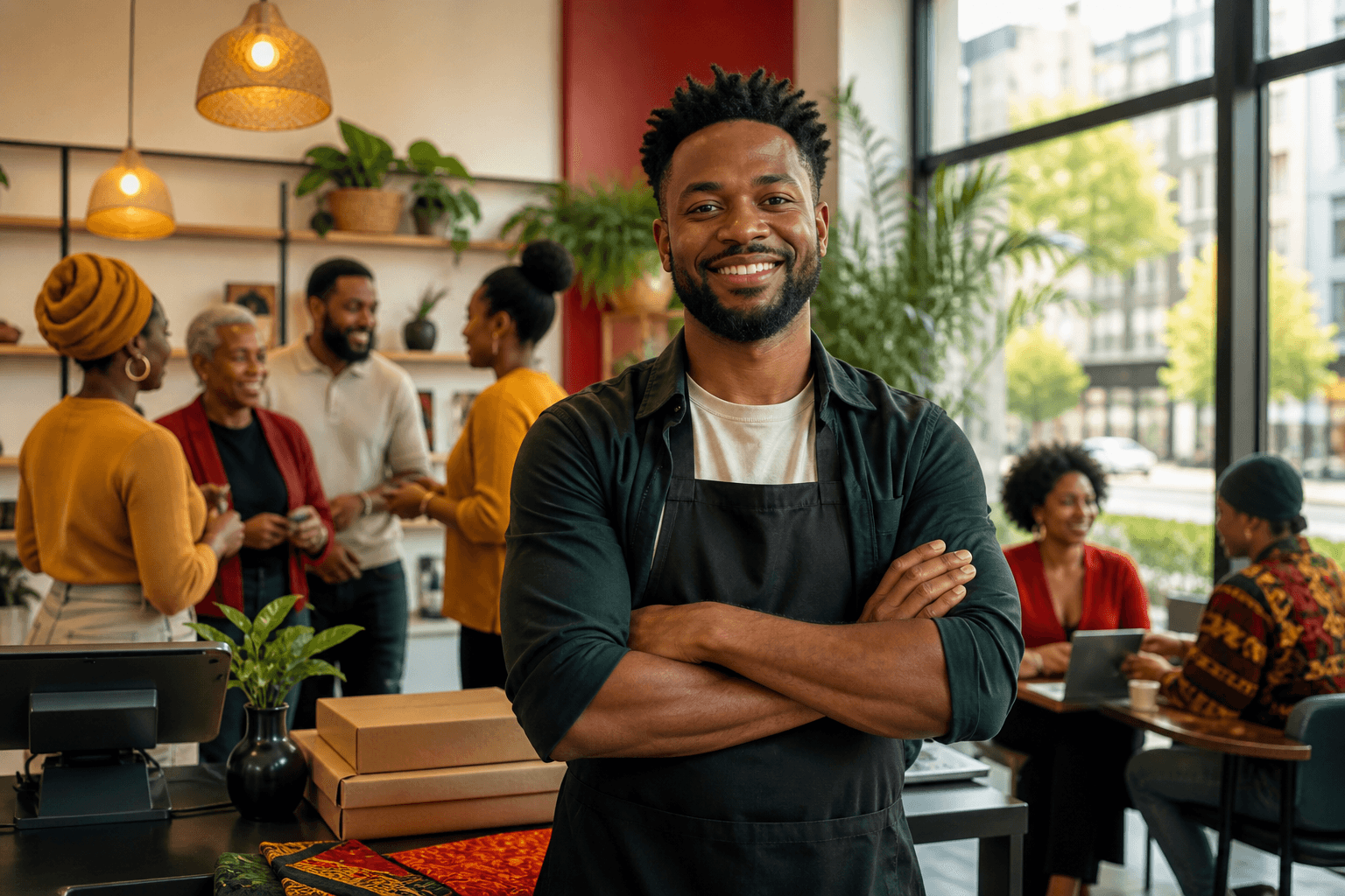 Black business owner reviewing SEO strategy on laptop with Google Business Profile and local directory listings displayed