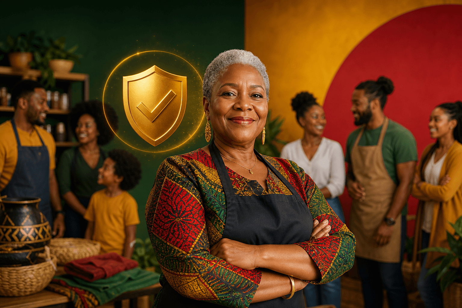 Verified badge icon next to social media profile with 'Black-owned' text, comparing legitimacy markers