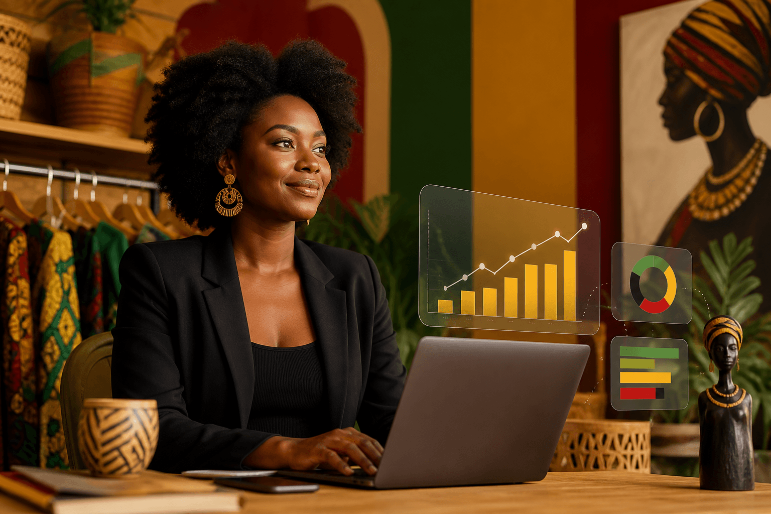 Dashboard showing monthly recurring revenue metrics and referral tracking data for Black-owned businesses