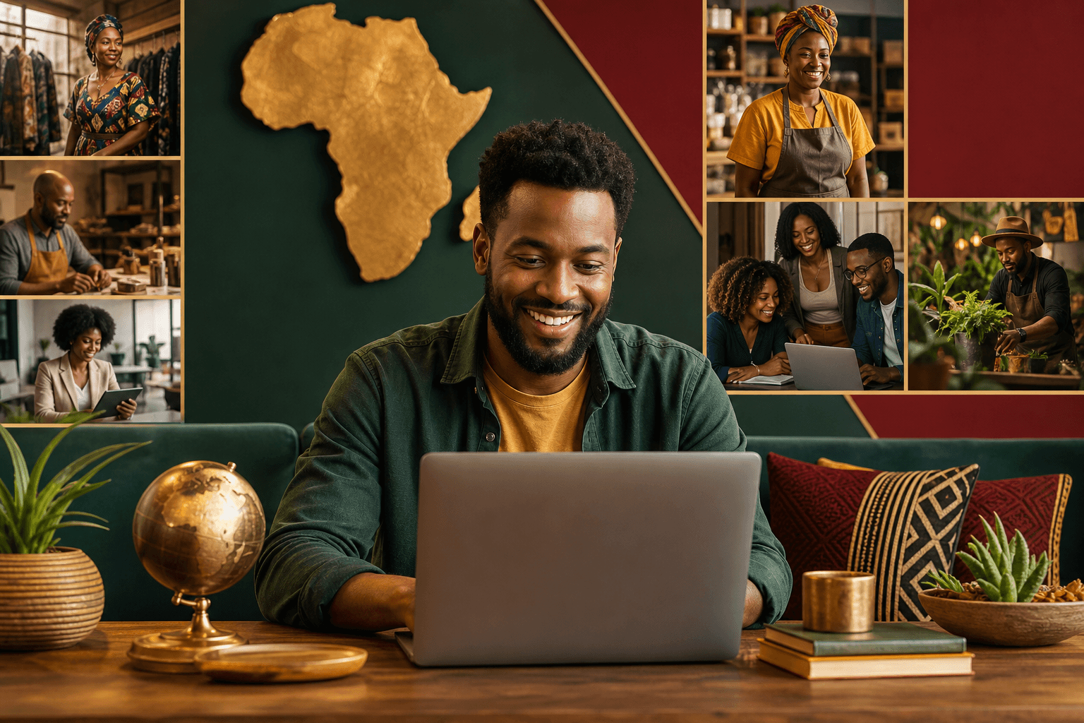Black business owner claiming and verifying their imported listing on a directory platform using a laptop