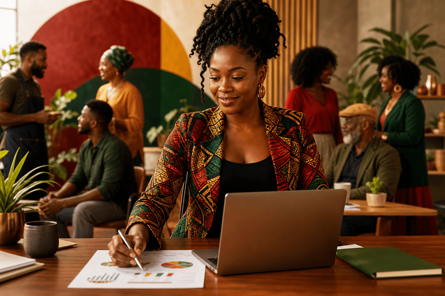 Dashboard showing referral metrics and analytics charts for Black-owned business pricing strategy
