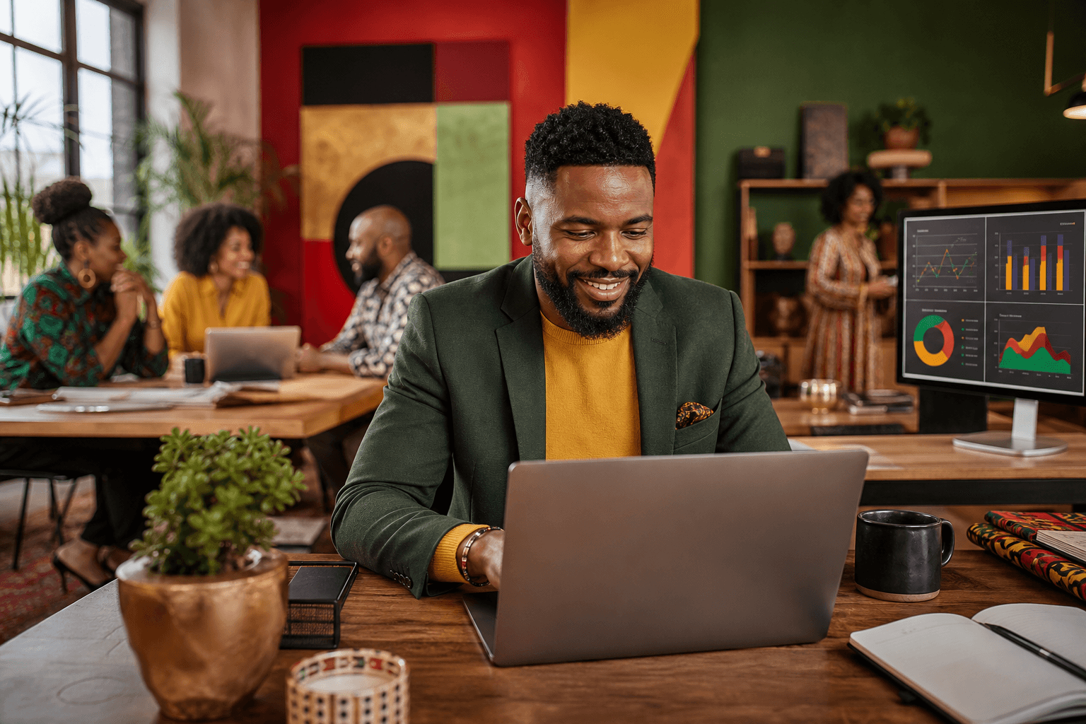 Dashboard analytics interface displaying MRR metrics, charts, and referral data for Black-owned business revenue tracking