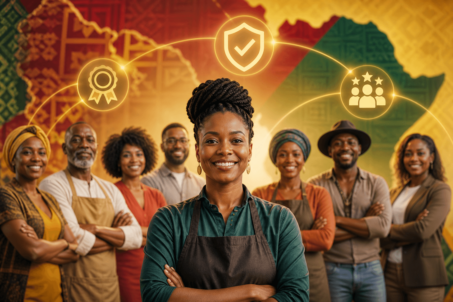 Stacked icons showing free listing, verified badge, and star reviews for Black-owned business directory ranking