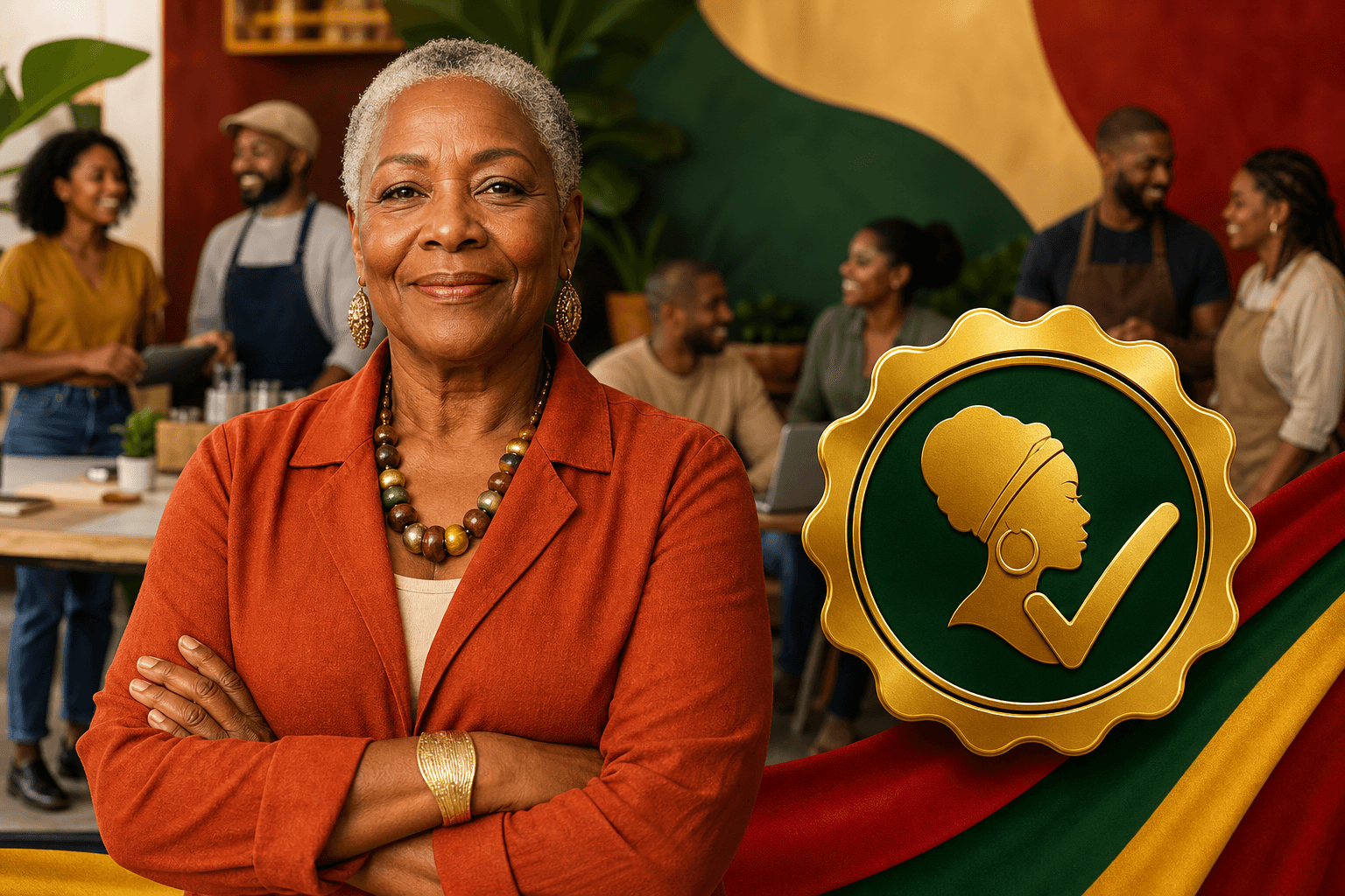 Black business owner holding verified badge certificate with BLK Bizness logo displayed