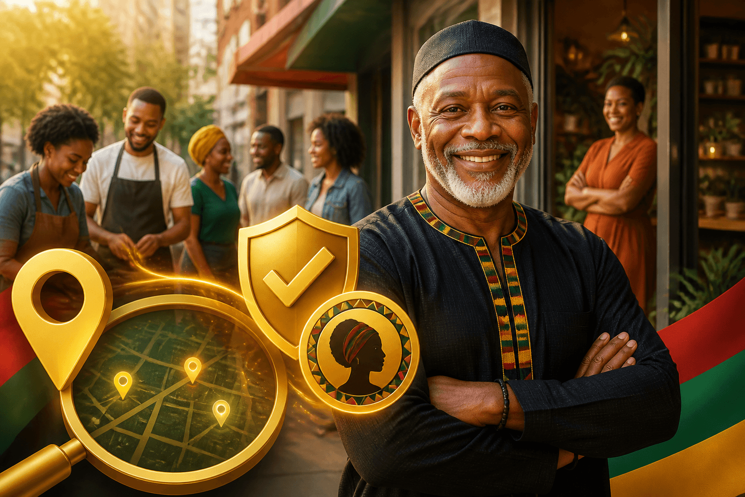 Verified Black-Owned Business badge displayed on a Google Business Profile listing with local search results