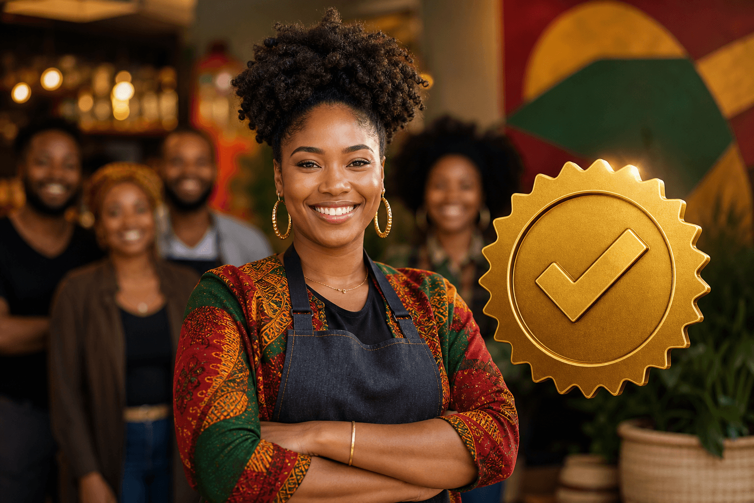 Verified Black-owned business badge next to self-reported label with price tag showing cost difference